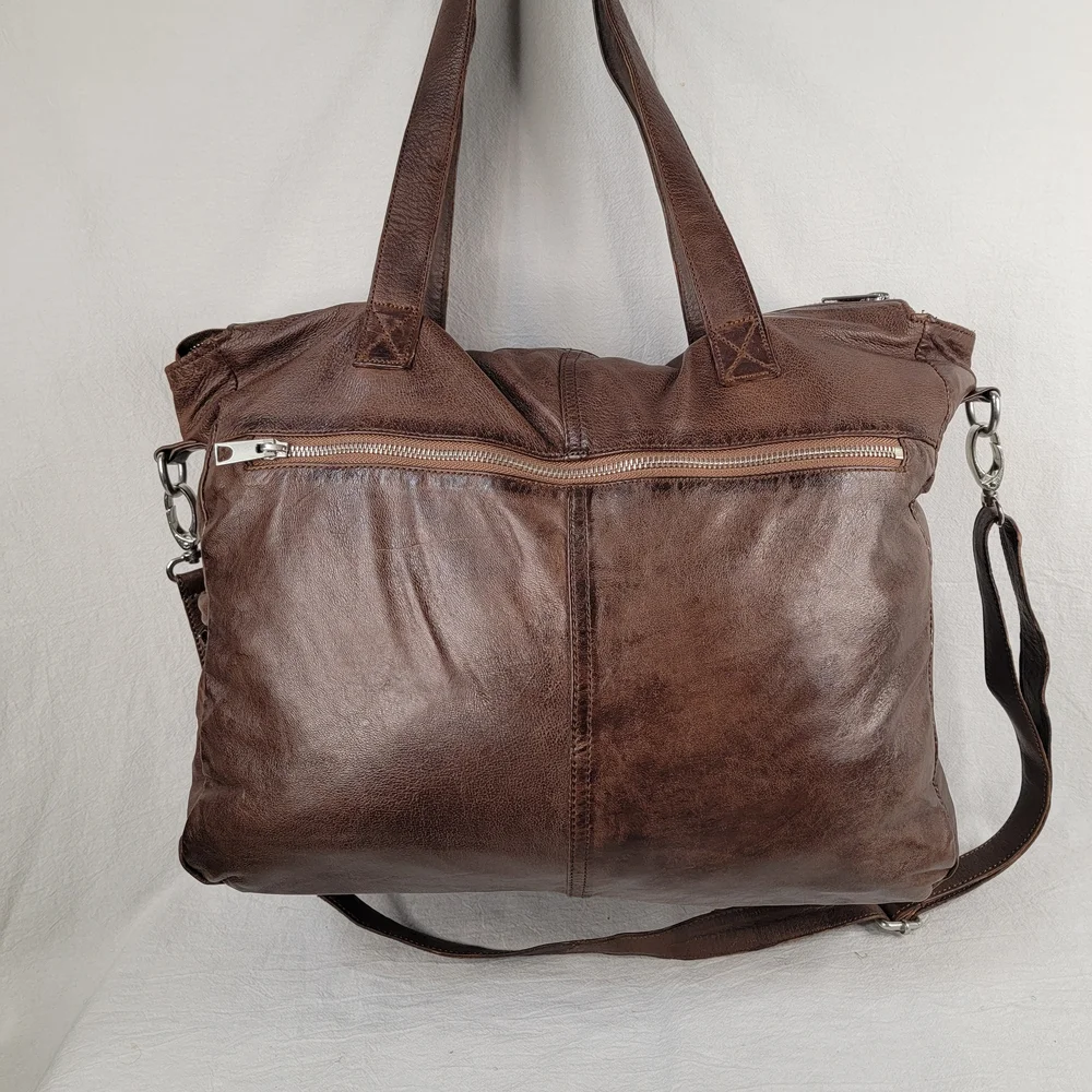 Brampton London Soft Leather Slouchy Utility Tote Bag Oversized Satchel